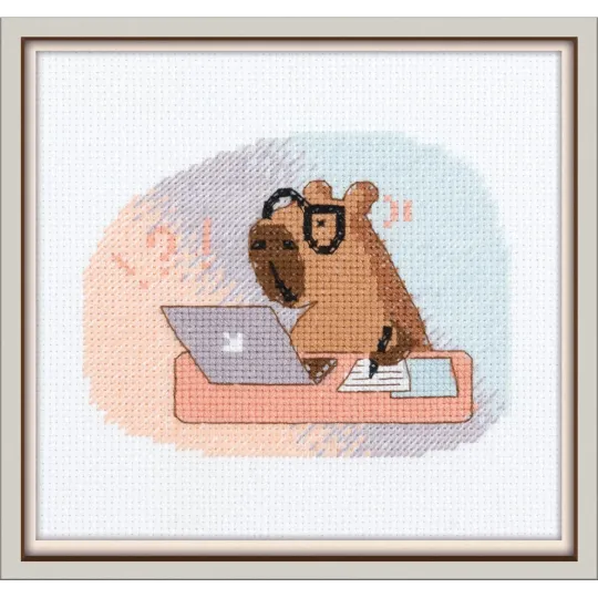 Cross stitch kit KLART "I'm all about work" 14,5 x 12 cm KL12-068