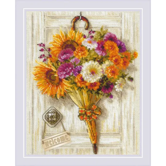 Kit de point de croix "Parapluie d'automne" 24x30 cm SR2276