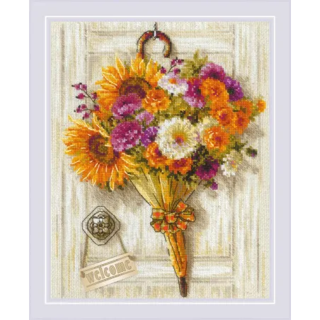 Kit de point de croix "Parapluie d'automne" 24x30 cm SR2276