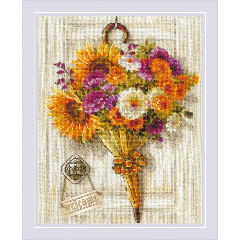 Kit de point de croix "Parapluie d'automne" 24x30 cm SR2276