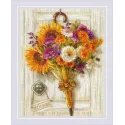 Kit de point de croix "Parapluie d'automne" 24x30 cm SR2276