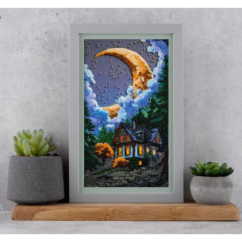 Hauptperlen-Stickset. Stille Nacht 17x30 cm AAB-948