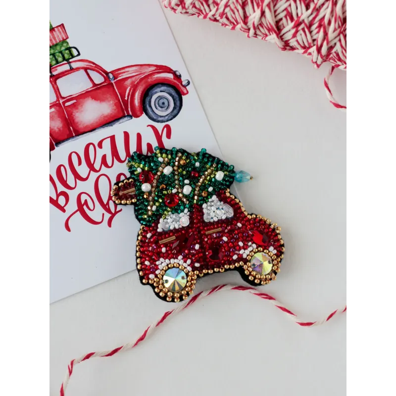 Dekorationsset - Weihnachtsauto 7x6,6 cm AAD-211