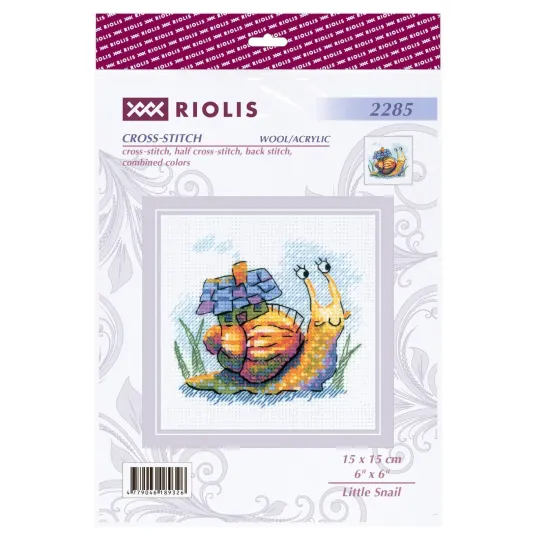Cross Stitch Kit "Little Snail" 15x15 cm SR2285