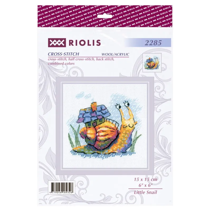 Cross Stitch Kit "Little Snail" 15x15 cm SR2285