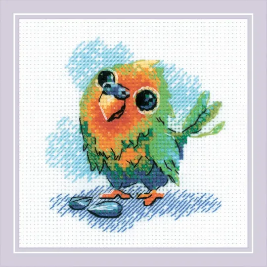 Kit point de croix "Petit perroquet" 15x15 cm SR2284