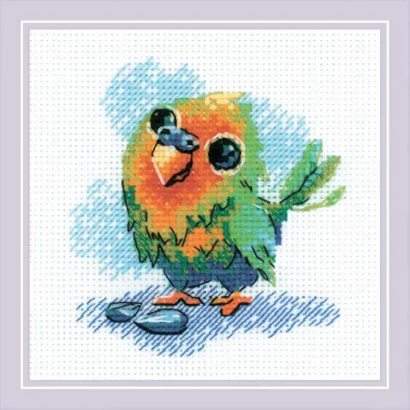 Kit point de croix "Petit perroquet" 15x15 cm SR2284