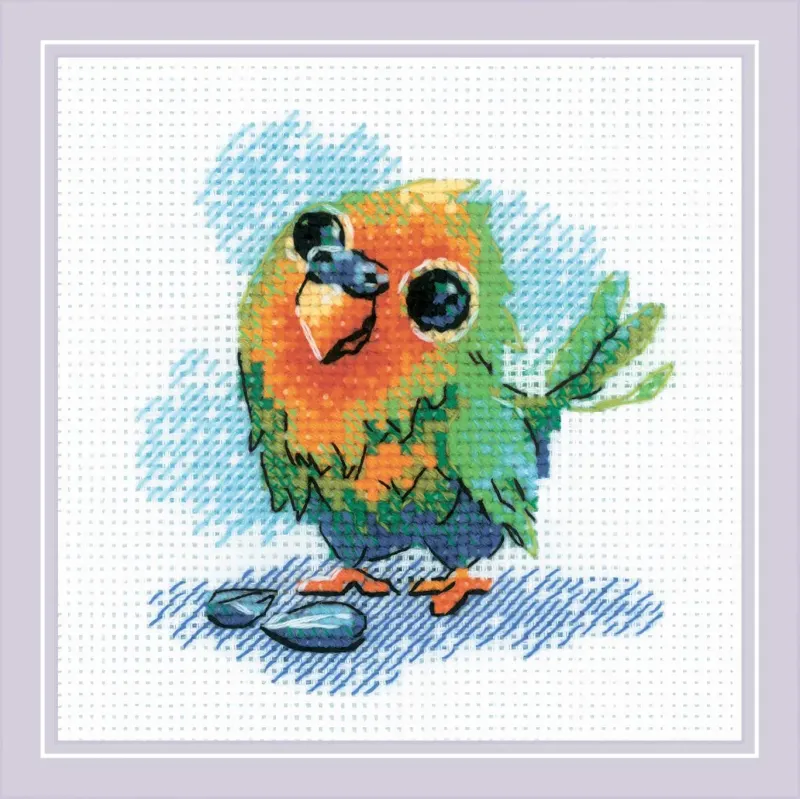 Kit point de croix "Petit perroquet" 15x15 cm SR2284