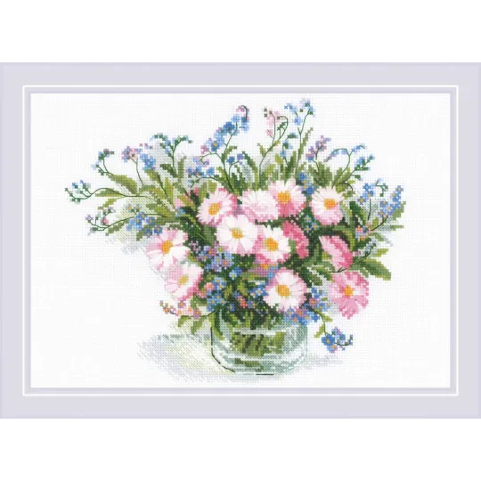 Kit de point de croix "Gentle Daisies" 30x21 cm SR2277