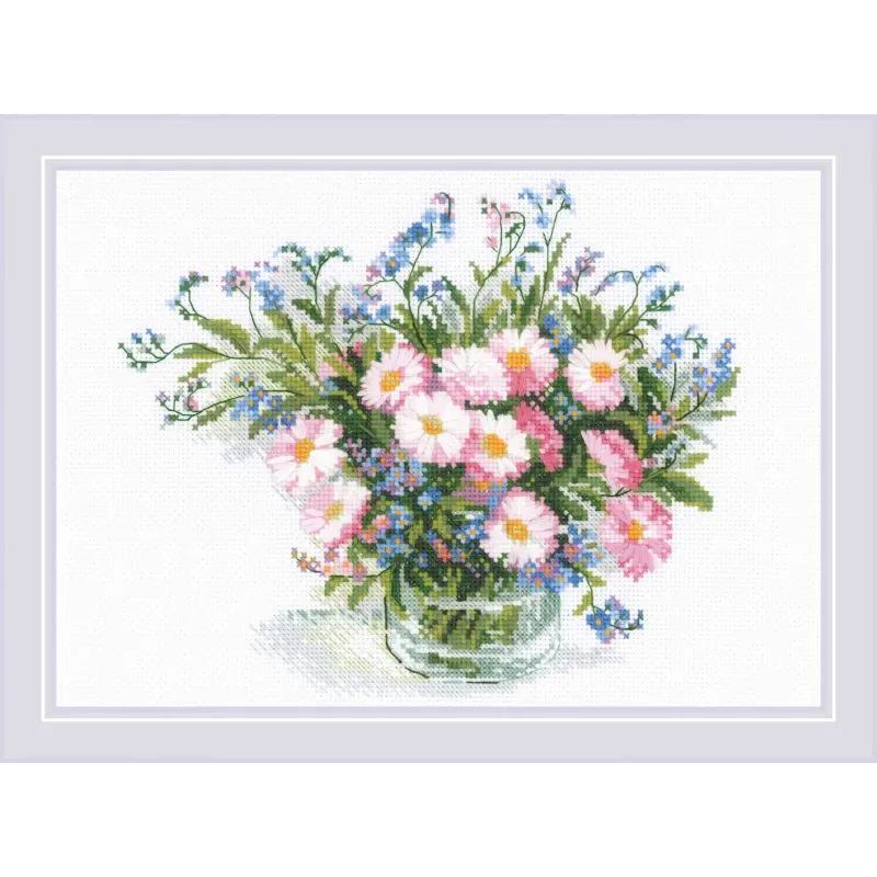 Kit de point de croix "Gentle Daisies" 30x21 cm SR2277