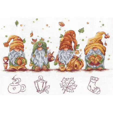 Kit de point de croix "Gnomes d'automne" 32х21,5 cm SANO-34