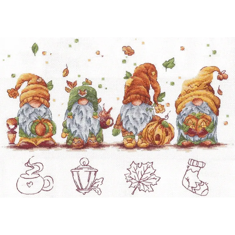 Kit de point de croix "Gnomes d'automne" 32х21,5 cm SANO-34