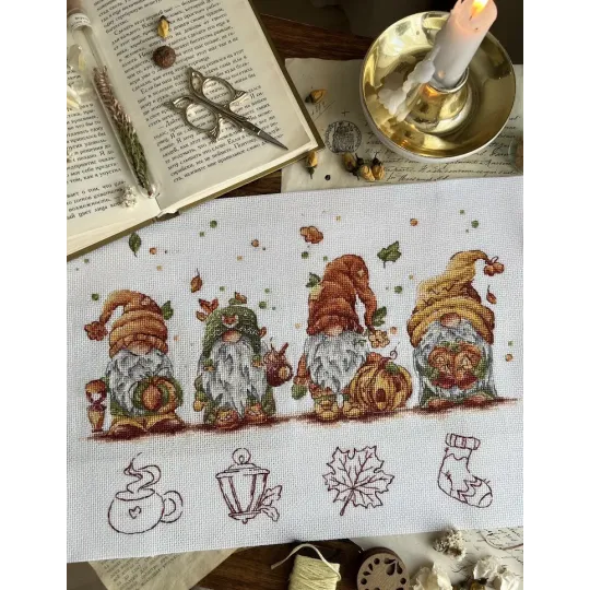 Kit de point de croix "Gnomes d'automne" 32х21,5 cm SANO-34