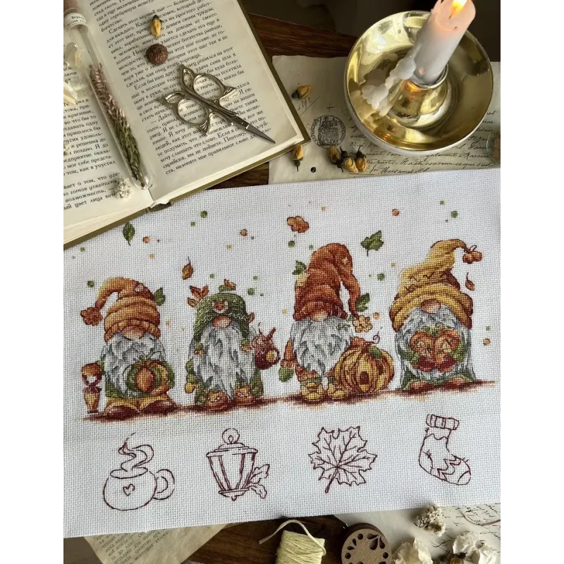 Kit de point de croix "Gnomes d'automne" 32х21,5 cm SANO-34