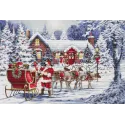 Kit de Point de Croix "Visite du Père Noël" 48x32cm SBU5084
