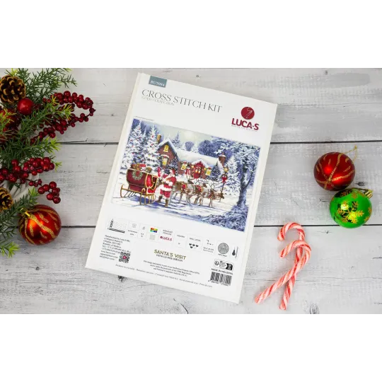 Kit de Point de Croix "Visite du Père Noël" 48x32cm SBU5084