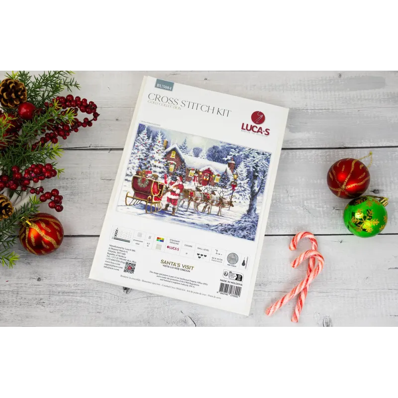 Kit de Point de Croix "Visite du Père Noël" 48x32cm SBU5084