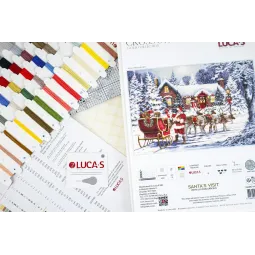 Kreuzstich-Set "Weihnachtsbesuch des Weihnachtsmanns" 48x32cm SBU5084