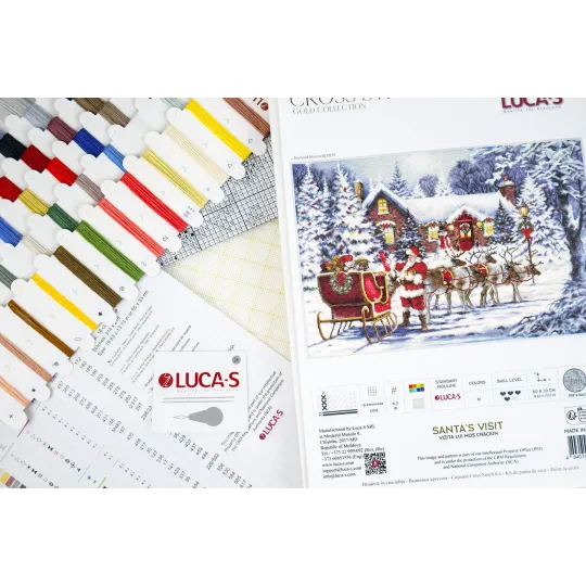 Kit de Point de Croix "Visite du Père Noël" 48x32cm SBU5084