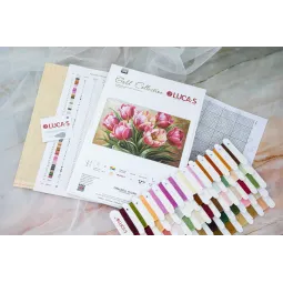 Kryželiu siuvinėjimo rinkinys „Grakštūs tulpės“ 35x20cm SG718