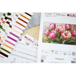 Kryželiu siuvinėjimo rinkinys „Grakštūs tulpės“ 35x20cm SG718