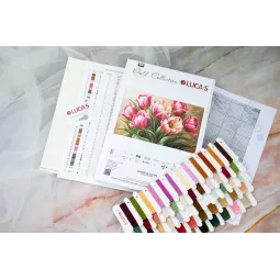 Kryželiu siuvinėjimo rinkinys „Grakštūs tulpės“ 56x32cm SB718