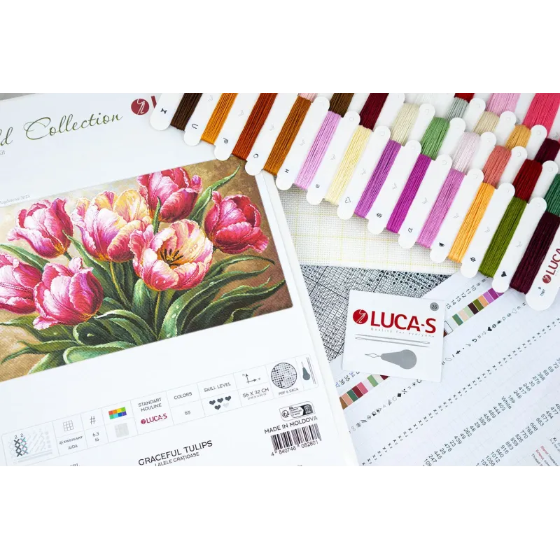 Kit de point de croix "Tulipes gracieuses" 56x32cm SB718