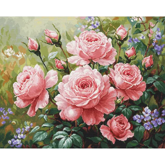 Kit de point de croix "Le jardin de roses" 44x35cm SB717