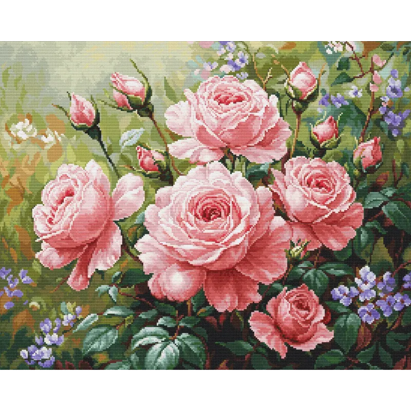 Kit de point de croix "Le jardin de roses" 44x35cm SB717