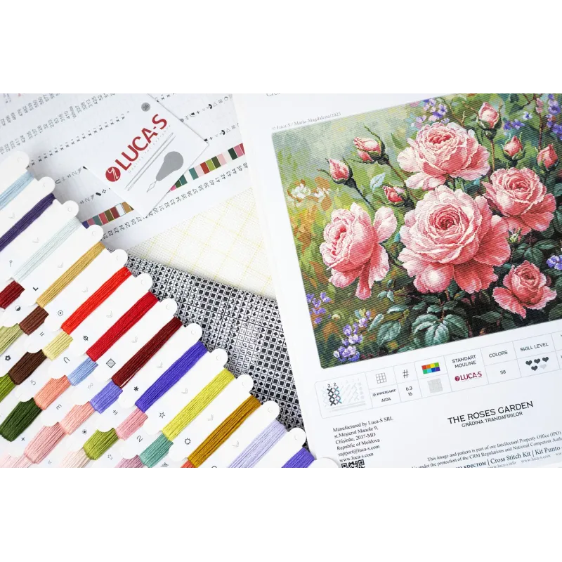 Kit de point de croix "Le jardin de roses" 44x35cm SB717