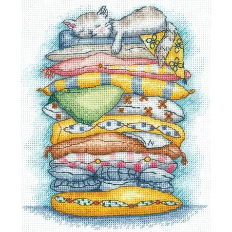Набор для вышивания крестом "Кошка отдыхает" 13,5 х 16 см SANV-55
