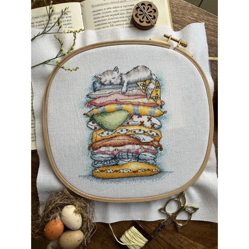 Набор для вышивания крестом "Кошка отдыхает" 13,5 х 16 см SANV-55