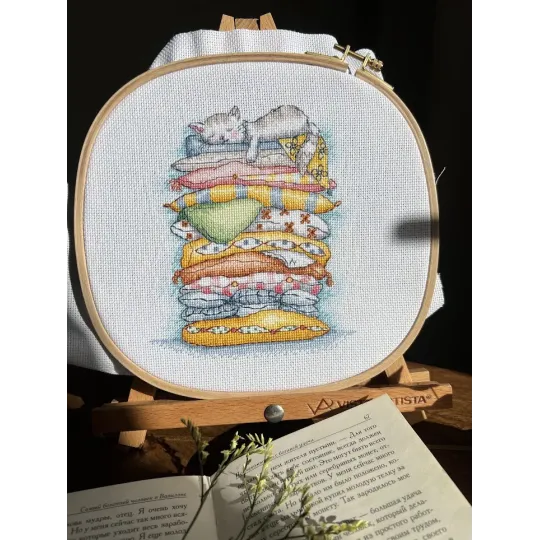 Набор для вышивания крестом "Кошка отдыхает" 13,5 х 16 см SANV-55