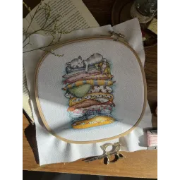 Kryželiu siuvinėjimo rinkinys "Katė ilsisi" 13,5 x 16 cm SANV-55