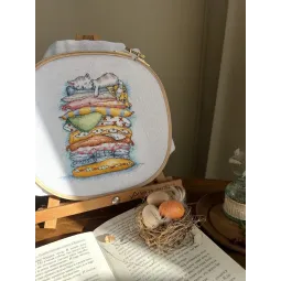 Kryželiu siuvinėjimo rinkinys "Katė ilsisi" 13,5 x 16 cm SANV-55