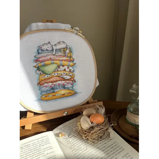 Набор для вышивания крестом "Кошка отдыхает" 13,5 х 16 см SANV-55