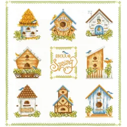 Kit de point de croix "Nichoirs à oiseaux" 32 х 35 cm SANS-74