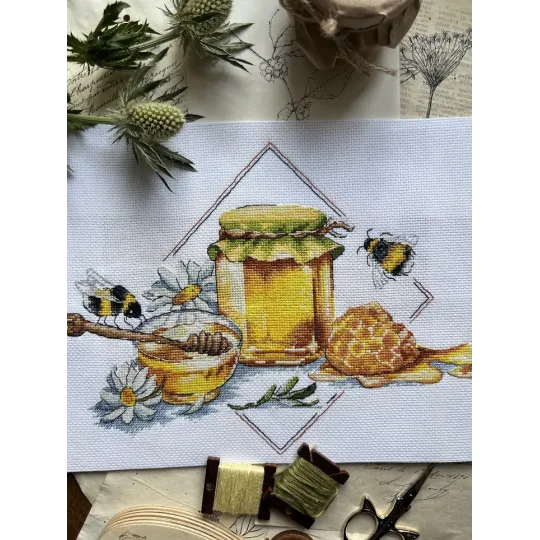 Набор для вышивания крестиком "Мед" 27 х 20 см SANM-40
