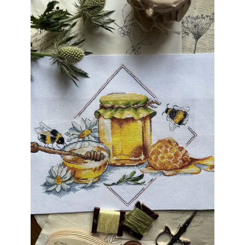 Набор для вышивания крестиком "Мед" 27 х 20 см SANM-40