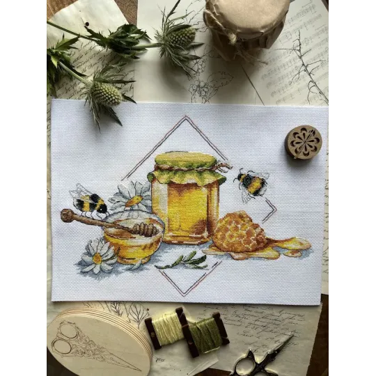 Набор для вышивания крестиком "Мед" 27 х 20 см SANM-40