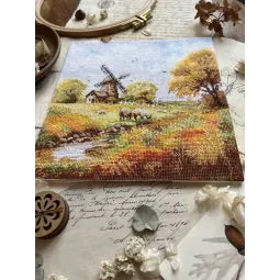 Kryželio siuvinėjimo rinkinys "Prie seno malūno" 19x19 cm SANU-09