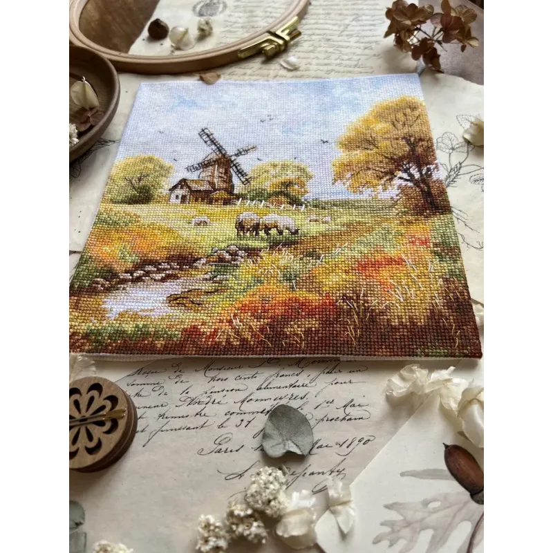 Kreuzstich-Set "Alte Mühle" 19x19 cm SANU-09