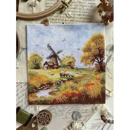 Kreuzstich-Set "Alte Mühle" 19x19 cm SANU-09