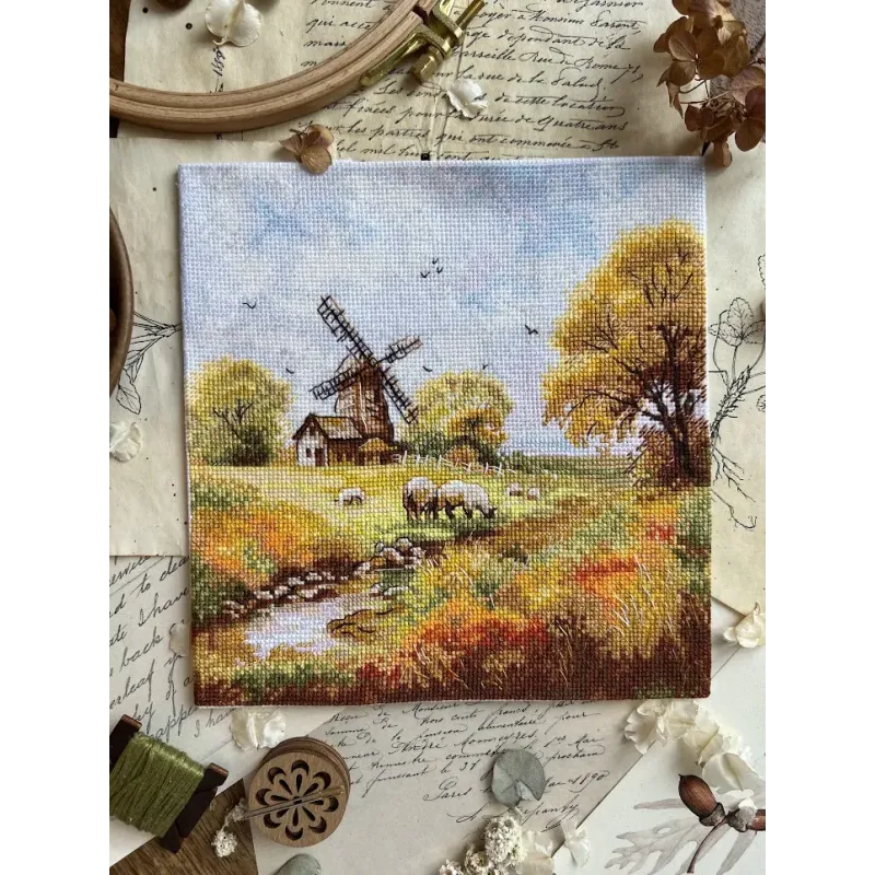 Kreuzstich-Set "Alte Mühle" 19x19 cm SANU-09