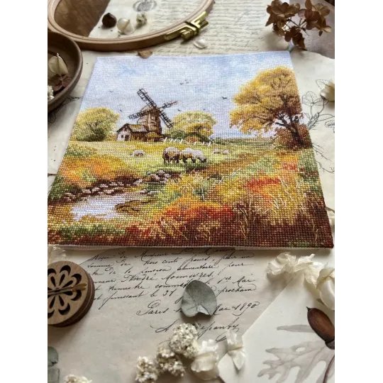 Kryželio siuvinėjimo rinkinys "Prie seno malūno" 19x19 cm SANU-09