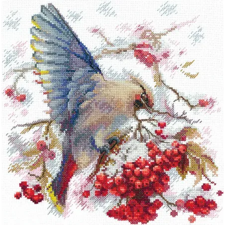 Cross stitch kit "Waxwing" 19x19.5 cm SANS-72