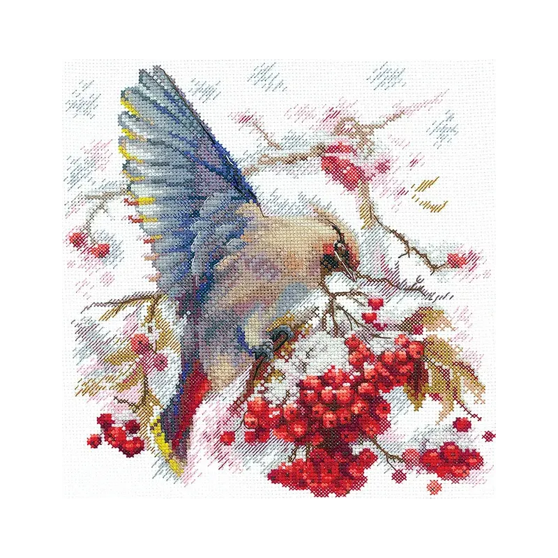 Kreuzstich-Set "Waxwing" 19x19,5 cm SANS-72
