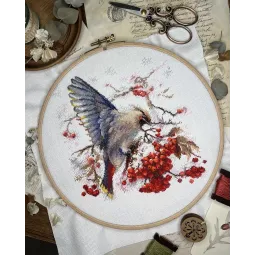 Cross stitch kit "Waxwing" 19x19.5 cm SANS-72