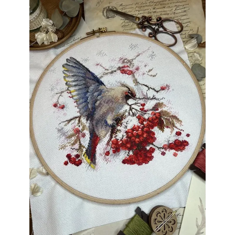 Kreuzstich-Set "Waxwing" 19x19,5 cm SANS-72