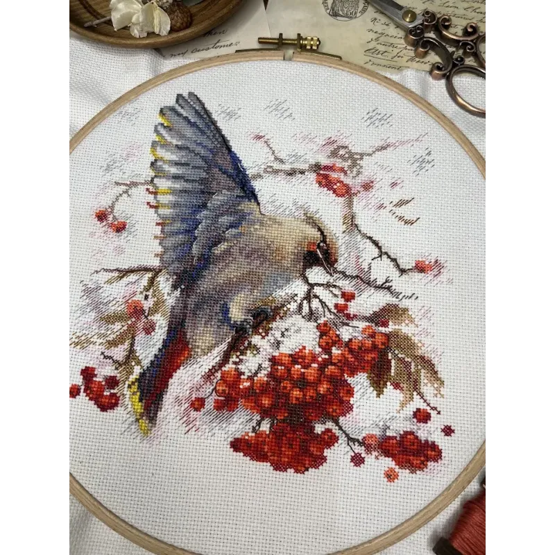 Набор для вышивания крестиком "Waxwing" 19x19,5 см SANS-72